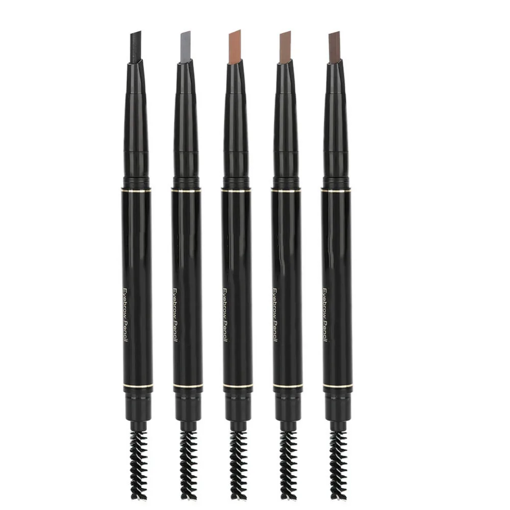 black Fashionable Waterproof Long Lasting natural Double Head Rotary Automatic Eyebrow Pencil with Brush Easy to Wear |