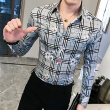 Англия клетчатая рубашка с длинным рукавом повседневная рубашка Slim Fit бизнес-рубашки высокого кач Лучший!