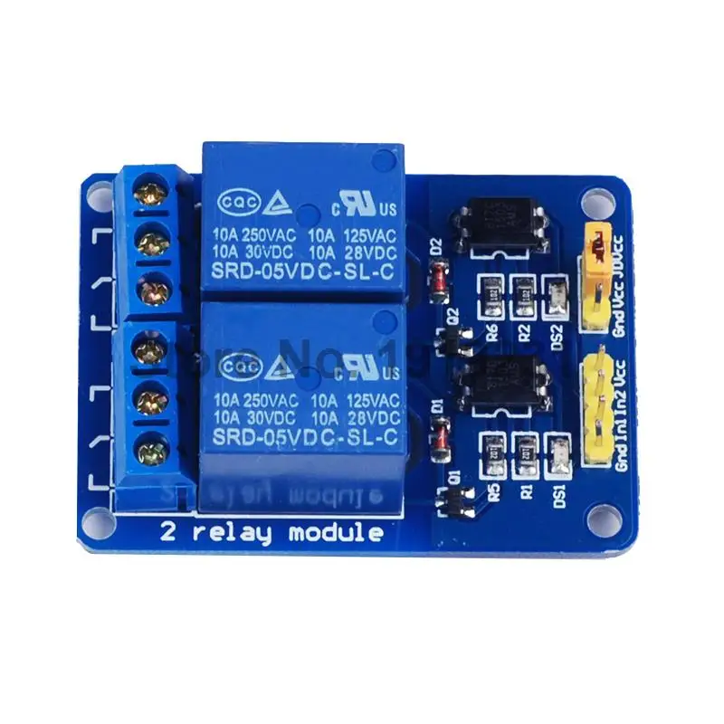 5pcs 2 Channel 5v Relay Module Optocoupler Isolation Low Level Trigger