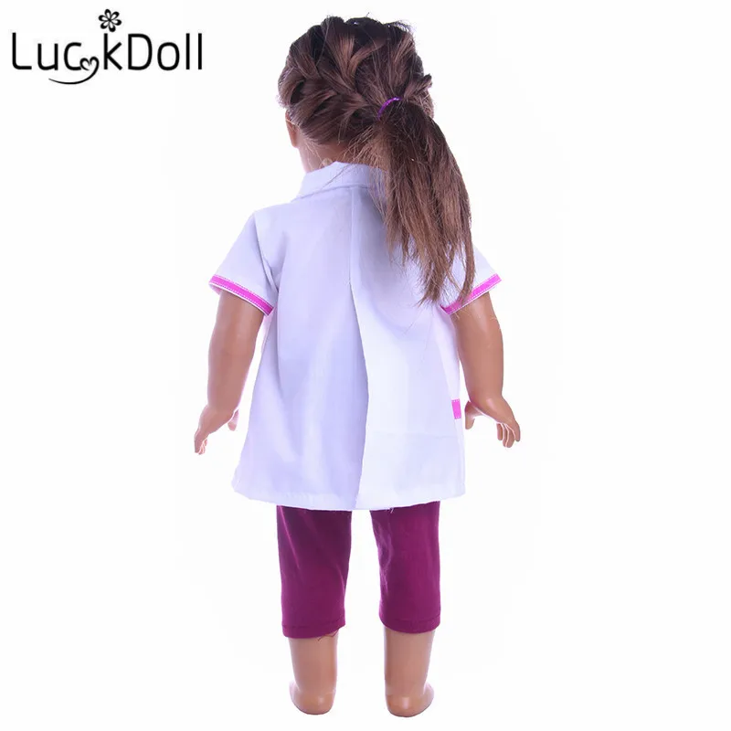 LUCKDOLL доктор Косплей Костюм подходит 18 дюймов Американский 43 см Кукла одежда аксессуары, игрушки для девочек, поколение, подарок на день рождения