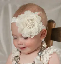 fashion girl flower with alloy button headband newborn kids hair flower band kids hair accessories
