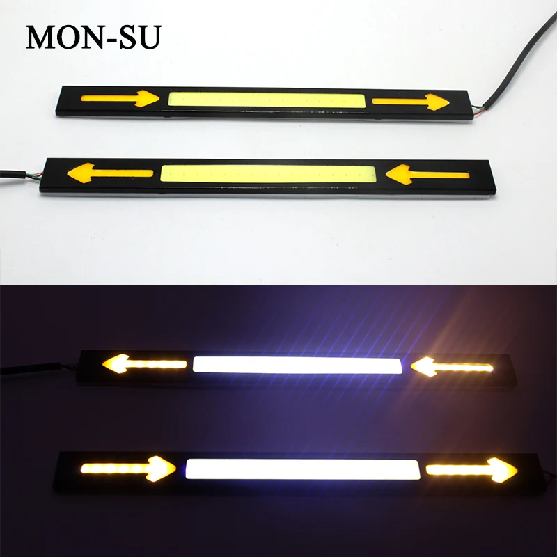 MON-SU 2pcs Car Turn Signal Lights Lamps Decorative Lamp Styling Driving Day Running Light Waterproof COB Time Work | Автомобили и