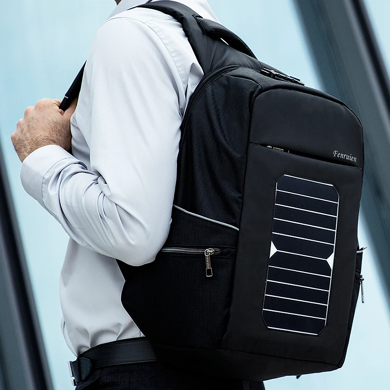 Kapazität Neue Männer Rucksack Solar Diebstahl Hohe tasche Benutzerdefinierte Lade 2018 Business Fenruien Usb Reiserucksack weiß Laptop Schwarzes FRH05q