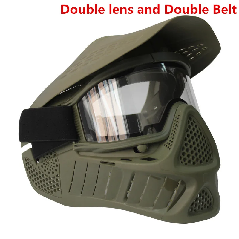 Tactics Double lens Full Face Anti fog Paintball Airsoft Mask with