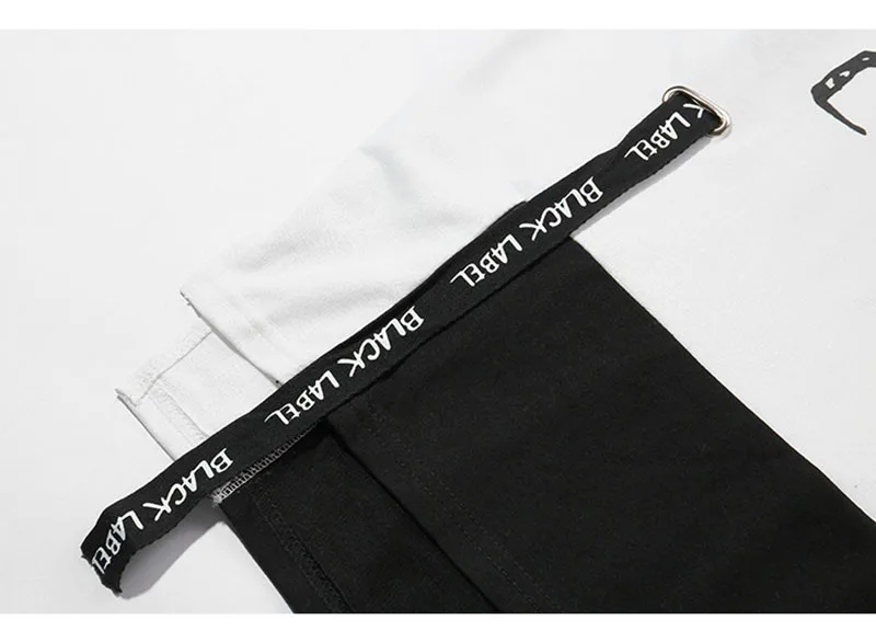 Aolamegs T Shirt Men Block Ribbon Hooded Men's Tee Shirts Short Sleeve T Shirt Fashion High Street Tees Hip Hop Streetwear (8)