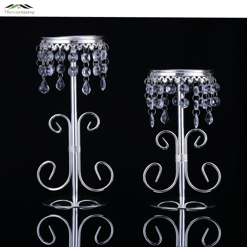 Tall Foot Glass Candlestick Candle Holders Reception For Wedding Lamp