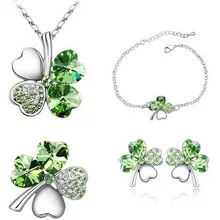 JS S019 Цепочки и ожерелья комплекты Одежда высшего качества Лидер продаж зеленый комплект ювелирных изделий Для женщин Никель 4-набор ювелирных украшений