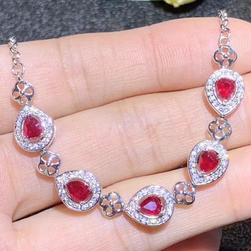 Natural ruby bracelet Free shipping Natural real ruby 925 sterling
