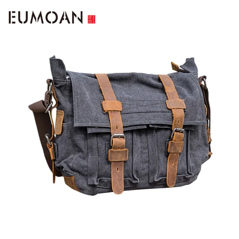 

EUMOAN Casual canvas bag, men's single shoulder bag sloping bag, men's oblique cross cloth bag