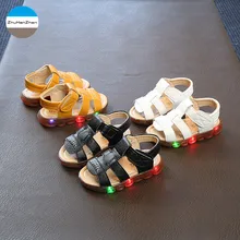 Лето, светодиодный свет, модные детские сандалии, дышащие детские кроссовки для мальчиков и девочек, мягкая подошва, нескользящая обувь для новорожденных