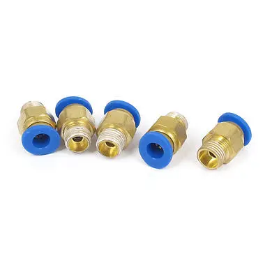 

5Pcs 6mm Hole 1/8" PT Thread Straight Push in Tube Pneumatic Quick Fitting