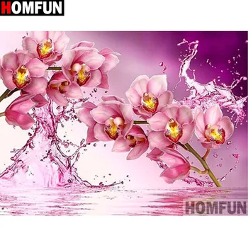 

HOMFUN Full Square/Round Drill 5D DIY Diamond Painting "Pink flower" 3D Embroidery Cross Stitch 5D Home Decor A13704
