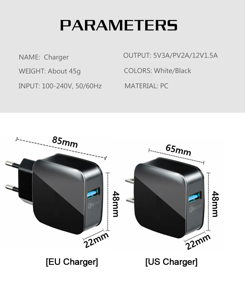 QC3.0 Quick Charge 3.0 Fast Mobile Phone Charger EU US Plug Wall USB Charger Adapter for USB Digital Device Tablet Smart Phone (14)