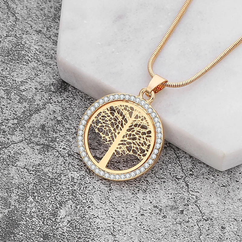 

Tree Of Life Chokers Necklaces For Women Gold Silver Color Snake Chain CZ Crystal Necklace Fashion Jewelry colgantes mujer moda