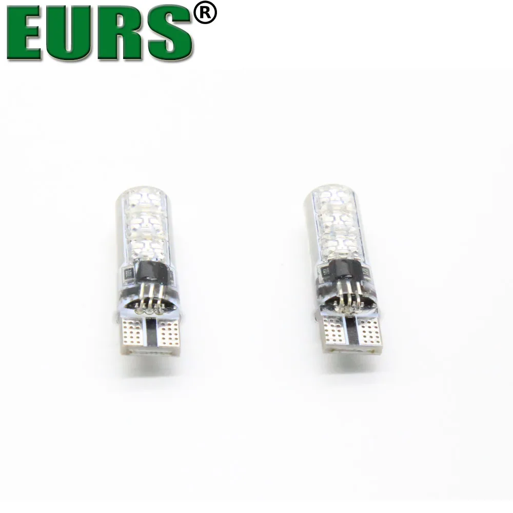 EURS 1 комплект 5050 SMD RGB светодиодный светильник T10 194 168 W5W для мотоцикла клинообразный светильник габаритные огни 16 цветов светодиодный светильник с пультом дистанционного управления