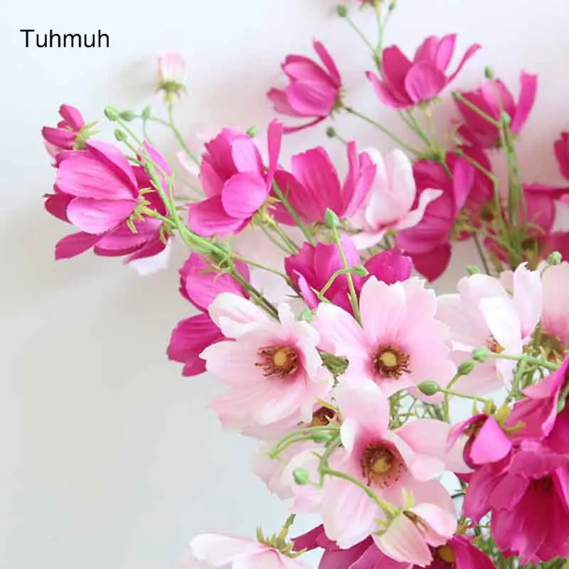 

10pcs Artificial Silk Galsang Flowers Branch Sims Azalea Simulation Daisy Cosmos Fake Flower Home Wedding Party Decoration Plant