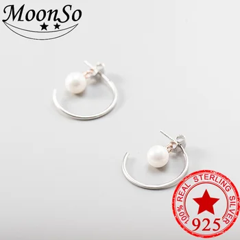 

Solid 925 Sterling Silver Pearl Drop Earrings for women Wedding Jewelry Long Pearl Earrings LE4485S