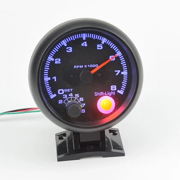 3 75 inch Black shell blue light LED Tachometer gauge RPM car auto gauge 8000rpm free