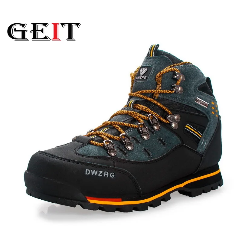 

GEIT Men Hiking Shoes Waterproof Leather Shoes Climbing & Fishing Shoes New Popular Outdoor Shoes Men High Top Winter Boots