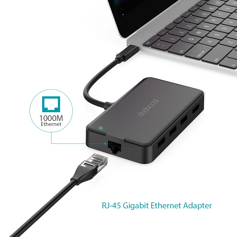 Dodocool usb-хаб 8 в 1 Многофункциональный Тип-c концентратор 4K HD Gigabit Ethernet адаптер USB 3,0 концентратор для samsung Galaxy S9 huawei P20 Pro