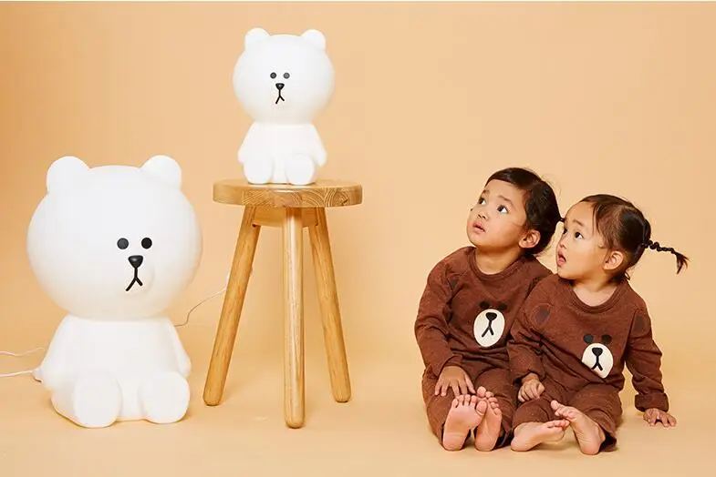 Новинка 30 см коричневый Медведь ночник Cony Line friend ночник для маленьких детей Рождественский подарок затемняемый Светодиодный