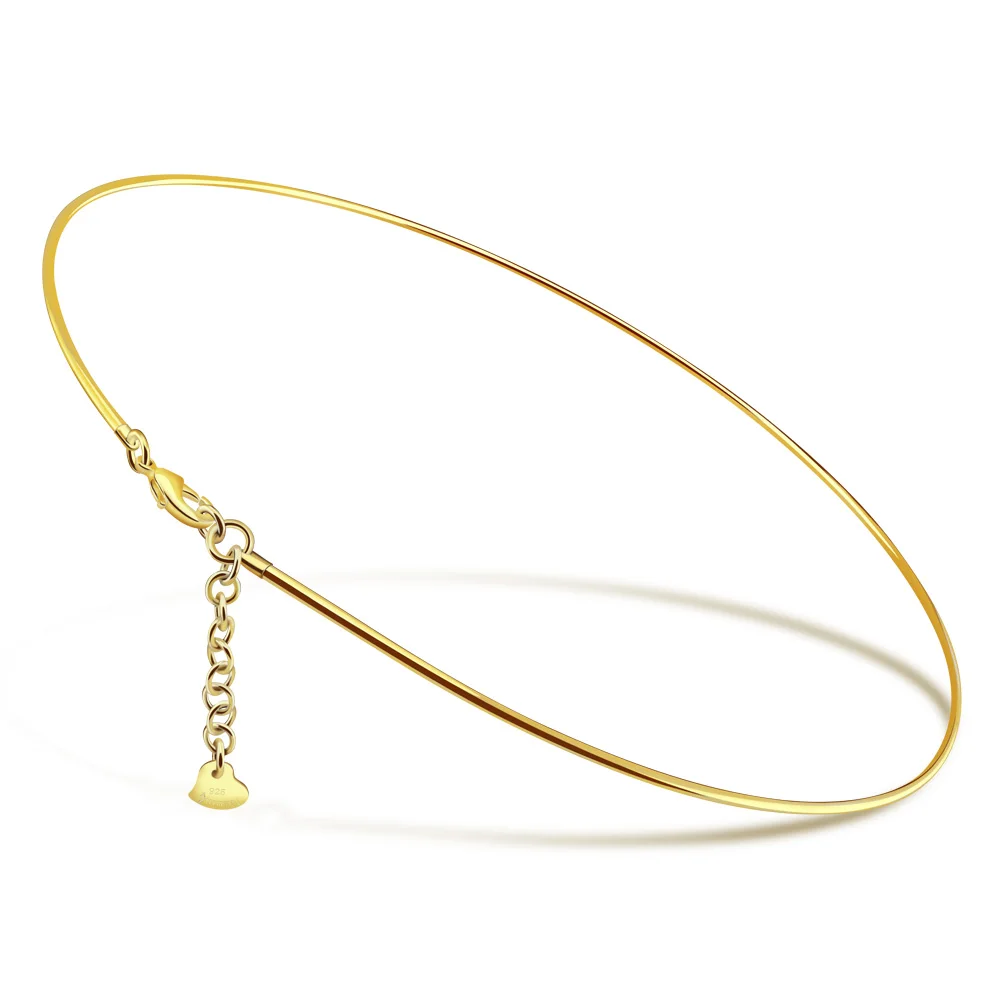 Винтажное простое ожерелье из стерлингового серебра 925 пробы для женщин модное индивидуальное золотое ожерелье богемское короткое ожерелье ювелирные изделия - Окраска металла: Golden 43 cm