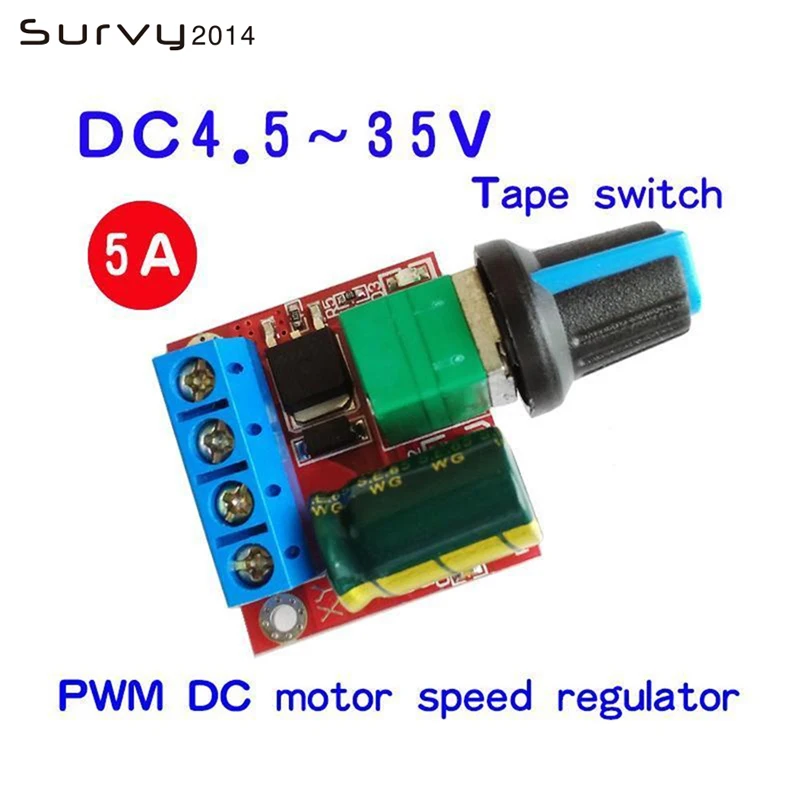 

Mini DC Motor PWM Speed Controller 4.5V-35V Speed Control Switch LED Dimmer 5A May Drop ship