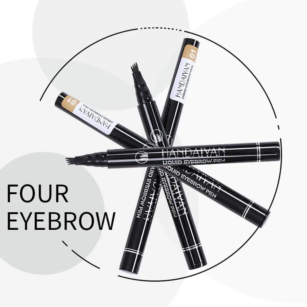 Жидкий карандаш для бровей с четырьмя головками Eye Brow Enhancer, водостойкий, устойчивый к поту, ручка для татуировки бровей с четырьмя когтями, долговечная