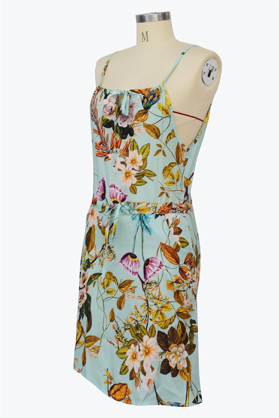 Gladiolus Chiffon Women Summer Dress Spaghetti Strap Floral Print Pocket Sexy Bohemian Beach Dress 2019 Short Ladies Dresses (31)