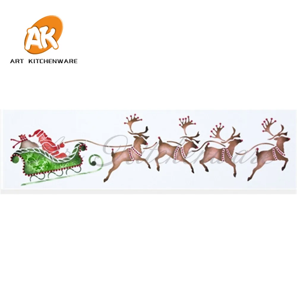 Us 2 58 32 Off Santa S Sleigh And Reindeer Cake Stencil Mold Mould Top Baking Tools For Cakes Christmas Decoration Supplies St 01 In