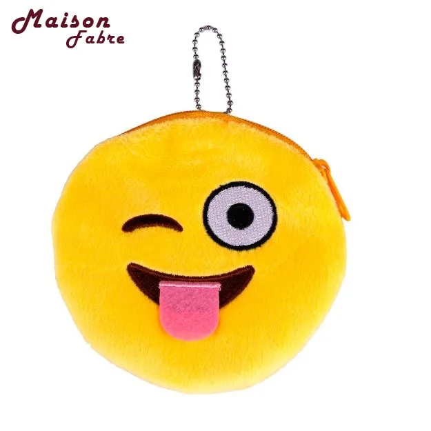 

Maison Fabre Jasmine Plush Soft Emoticon Round Coin Purse Emoji Chain Wallet Gift 0105 drop shipping