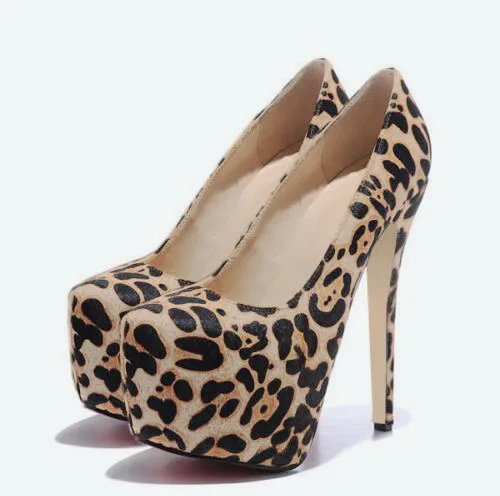 Туфли из змеиной кожи на платформе с круглым носком на высоком каблуке; женские туфли с закрытым носком на тонком каблуке 14 см; свадебные туфли для невесты на тонком каблуке - Цвет: leopard