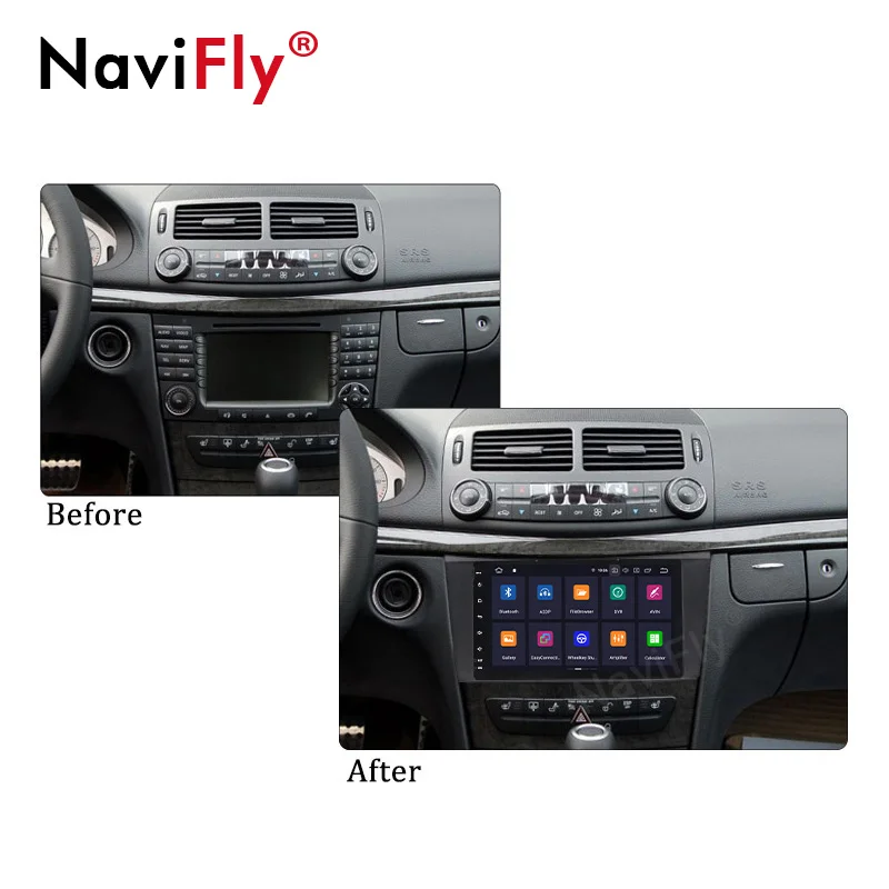 Sale NaviFly IPS+DSP Android 9.0 Car multimedia player for Mercedes Benz E-Class W211 E200 E220 E240 E270 E280 2002-2008 W219 no dvd 1