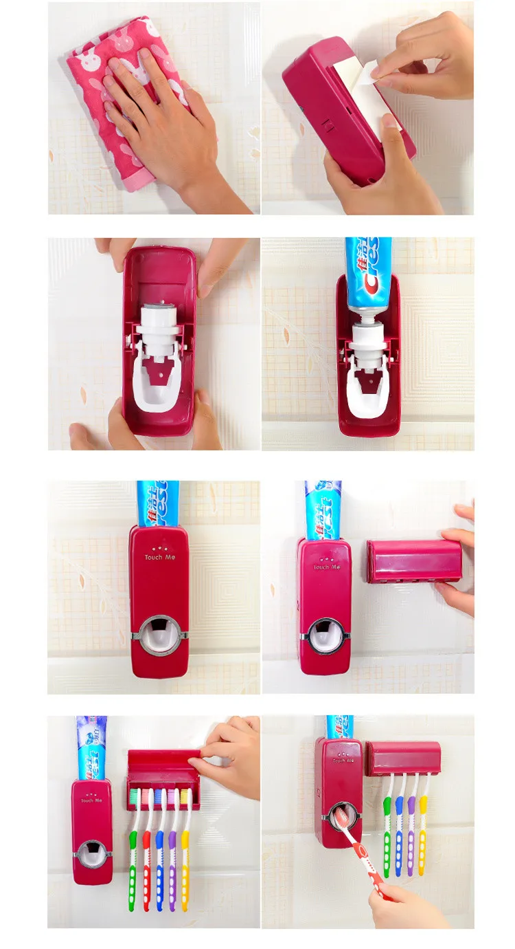Новая мода Автоматический Дозатор зубной пасты+ настенная подставка для зубных щеток комплекты зубных щеток для семьи аксессуары для ванной комнаты