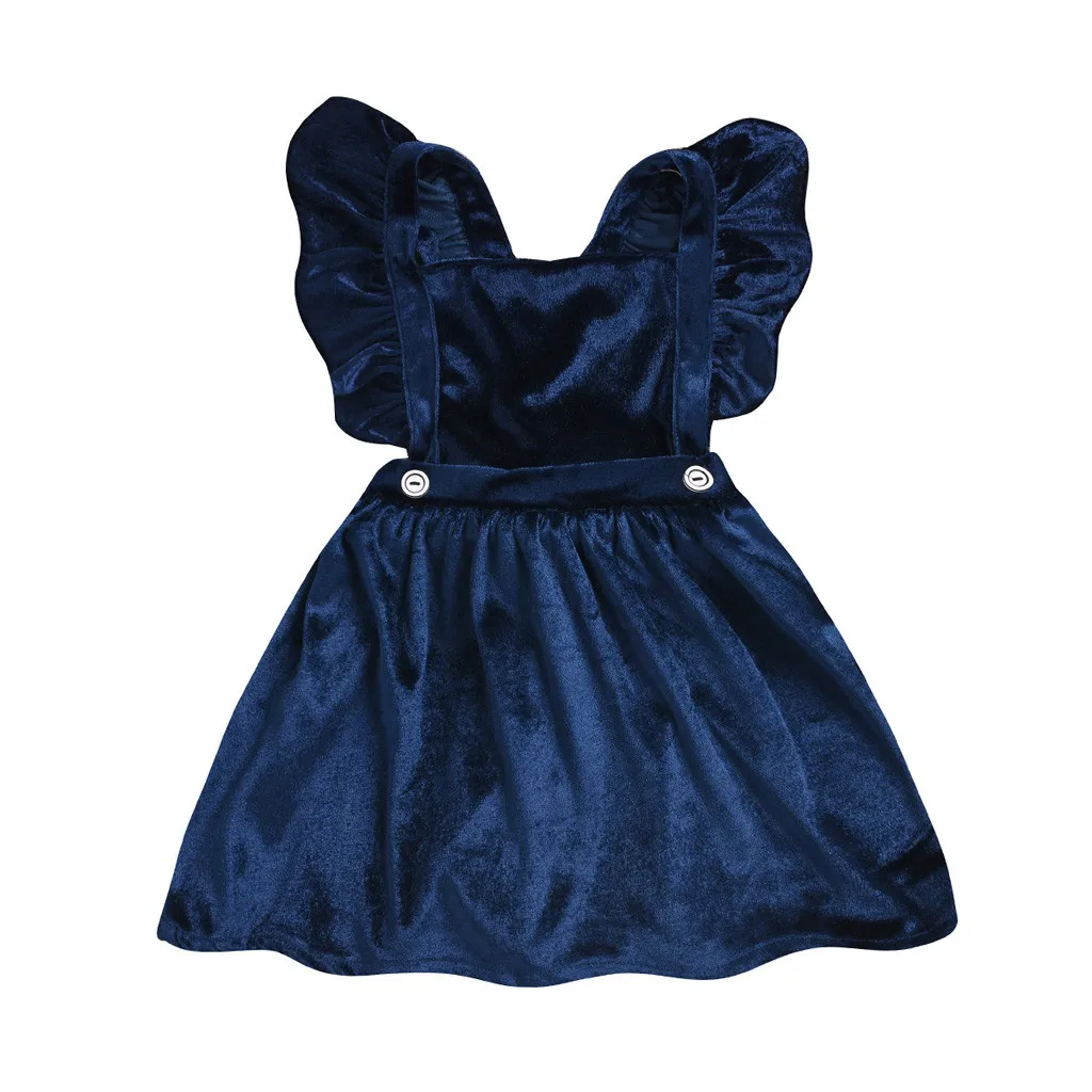 Wedding Party Flower Girl Dress Bridesmaid Clothes Gowns Teen sleeveless solid color gold velvet strap Evening Dresses | Детская одежда