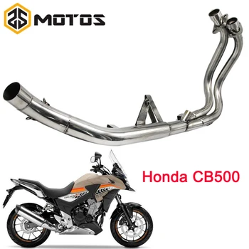

ZS MOTOS Motorcycle Motorbike Exhaust Muffler Mid Connect Refit Middle Pipe Exhaust Case For HONDA CB500 without Exhaust