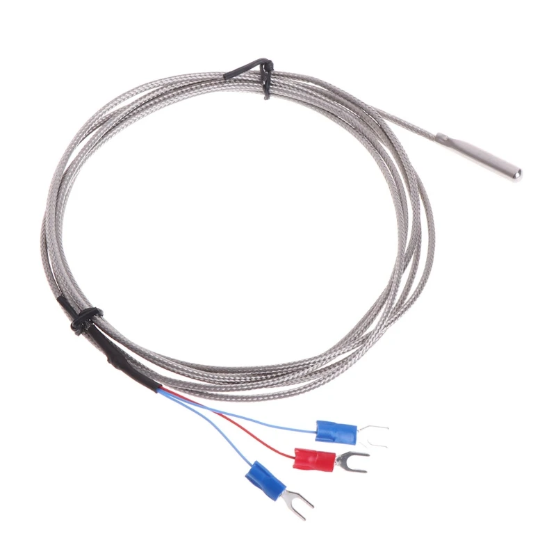 

Stainless Steel RTD PT100 Temperature Sensor Thermocouple with 2m 3 Cable Wires #0616