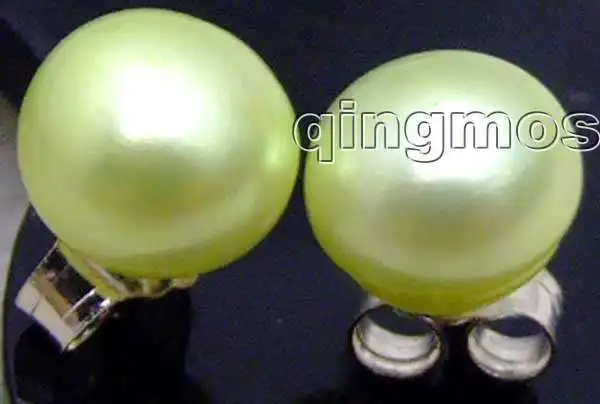 Распродажа 7,5-8 мм светло-зеленые плоские натуральные пресноводные жемчужные серьги и Стерлинговое Серебро 925 Стад!-ear361 /розничная