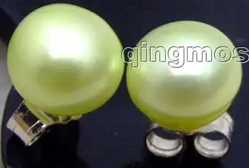 

SALE 7.5-8mm light green Flat Natural Freshwater Pearl Earring and Stering Silver 925 stud! -ear361 Wholesale/retail Free ship