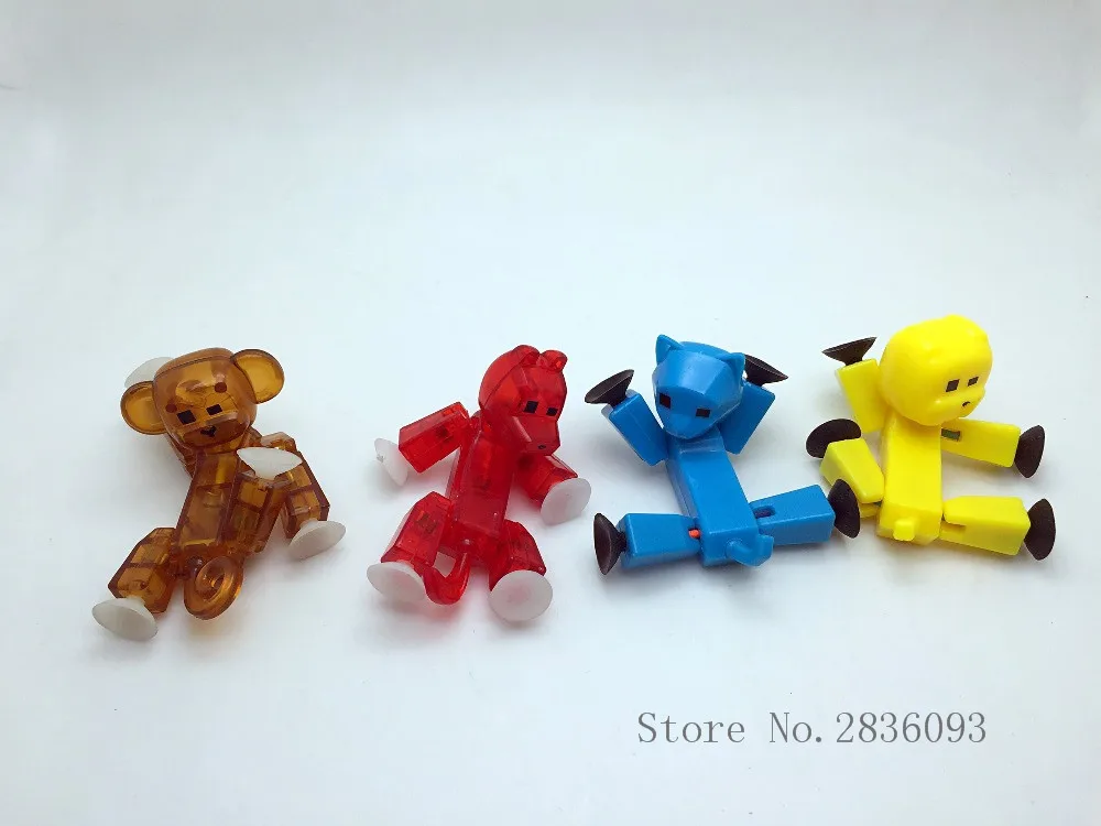 10pcs different colors stikbot/bag Suction Cup Deformable stick Robot action figure children gifts models stickbots