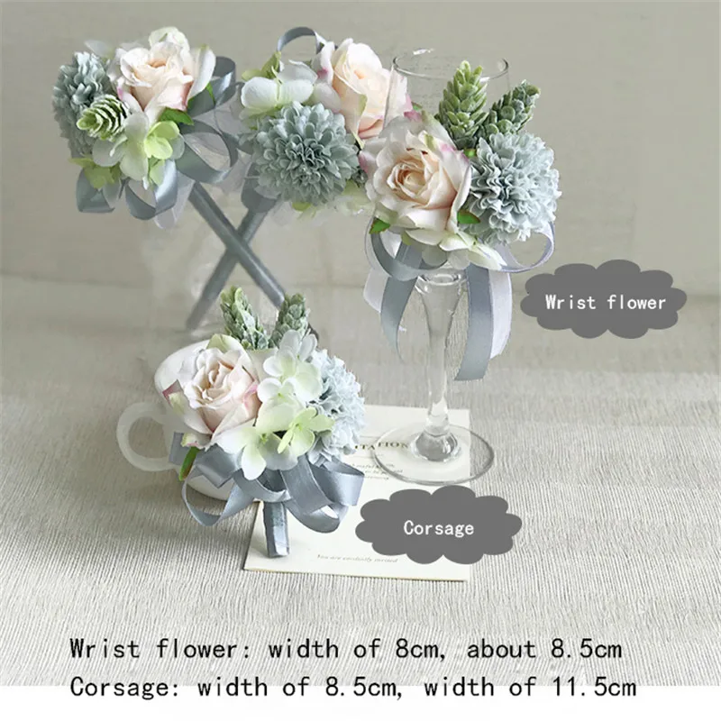 wrist corsage Boutonniere Brooch pin wedding flowers rose peony artificial flower  (1)