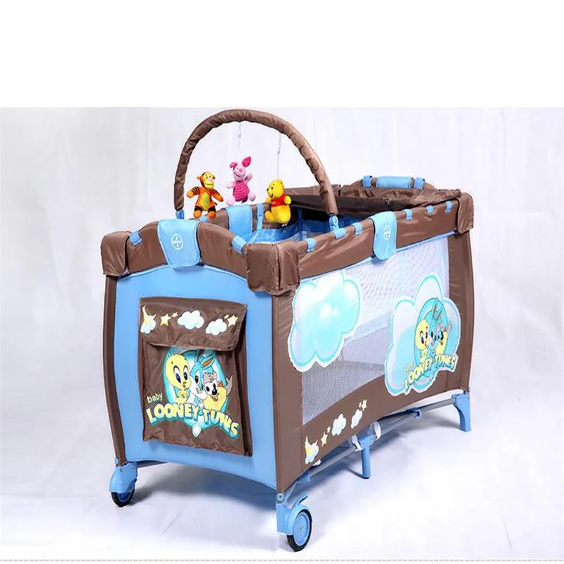  2017 Infant Baby Soft&Breathable Cartoon Crib High-profile European Baby Foldable Playpen Baby Bed 