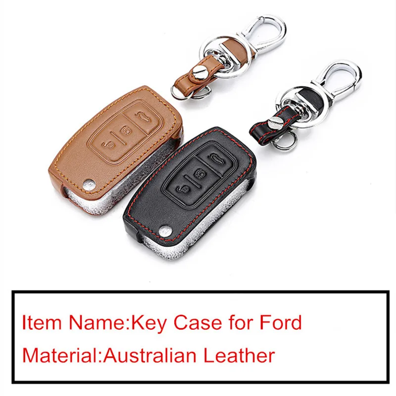 Кожаный чехол для ключей с 3 кнопками Ford Fiesta Focus Mondeo Falcon B Max C откидная Складная