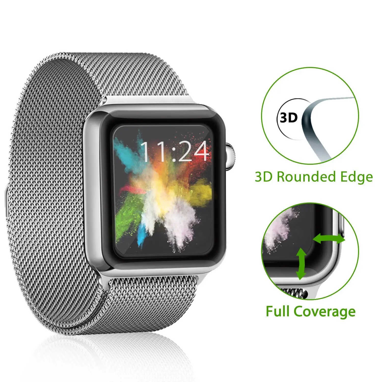 3D изогнутые полный охват закаленное Стекло Защитная пленка для iwatch Apple Watch Series 1/2/3