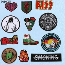 ZOTOONE Kiss Heart железные нашивки DIY буквы Череп Панк нашивки для одежды в полоску Заказные накладные наклейки аппликация на футболку E
