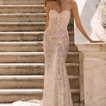 Berta weding платье с высоким качеством кружева Спагетти ремни спинки vestido de novia vestito da sposa свадебное платье HA021