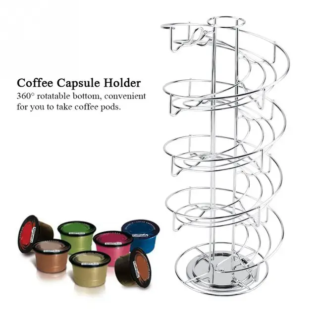 Best Offers 30 Pods Stainless Steel Metal Storage Rack Coffee Capsules Rotating Shelf For Living Room Kitchen Hotel Storage Swivel Shelf