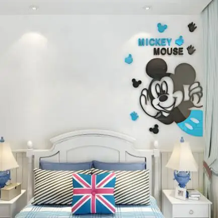 Новые акриловые настенные наклейки для детской комнаты с милым Микки Маусом, Кристальные стерео зеркальные наклейки, акриловые 3d декоративные наклейки - Цвет: E