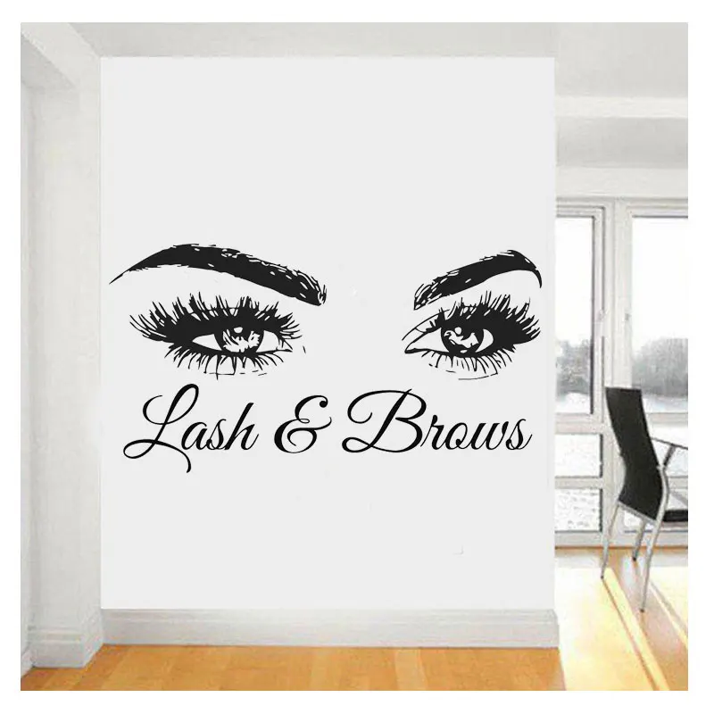 

Wall Art Mural Lashes Eyelashes Home Decor Eyebrows Brows Beauty Salon Decor Wall Decal Sticker Eye Quote Make Up Window MLY15