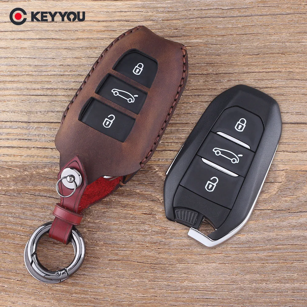 Чехол для ключей KEYYOU из натуральной кожи peugeot 508 301 2008 3008 4008 407 408 Citroen C5 C6 C4L кактус C3XR